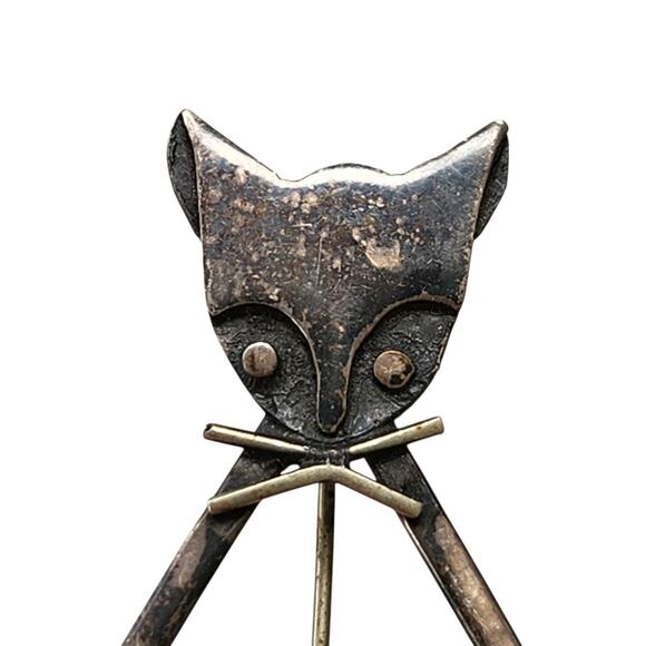 925 STERLING SILVER TAXCO KITTY CAT ANIMAL BROOCH ART SOUTHWEST MEXICO MCM PIN - Picture 2 of 6